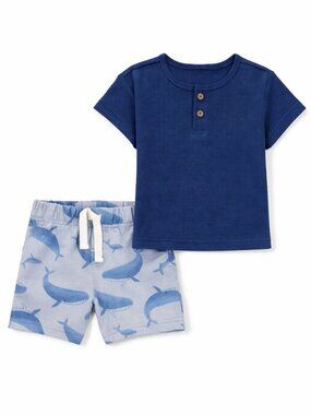 NWT Carter’s Baby Boy Whale Print Outfit Set 3M Blue Shirt & Shorts Summer